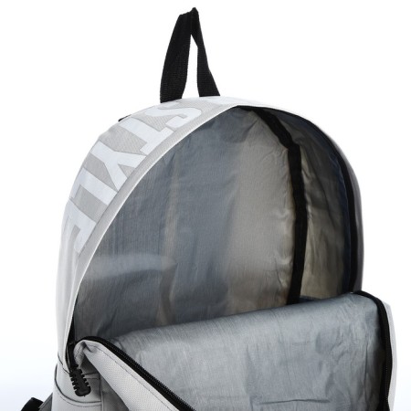 A backpack with a zipper, external pocket, 2 side pockets, gray color-5