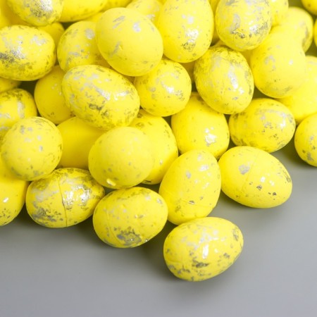 Easter decor "Egg - silver speck" set of 100 pcs yellow 1.5x1.8 cm, 8x8x8 cm