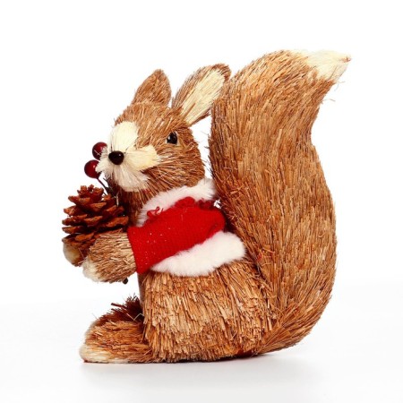 Decorative souvenir from natural materials "Belchok in a fur coat" 15 × 21 × 22 cm-1