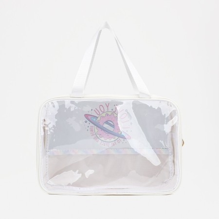 Cosmetic bag with lightning, white color-1