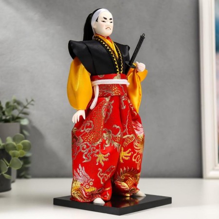 Collector doll "Warrior in a bright kimono with a saber" 30x12.5x12.5 cm-1