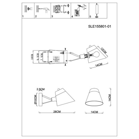 Wall lamp EVOLUCE. Sle155801-01. Vario. 1x40 W, E14, 14x14 cm, color chromium-6