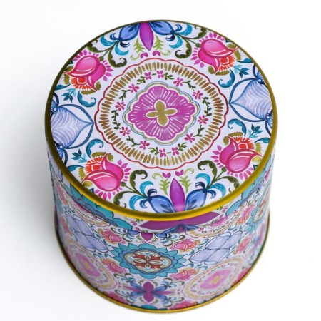Casket Metal Round "Tulip and Patterns" 8.3x8.5x8.5 cm-1