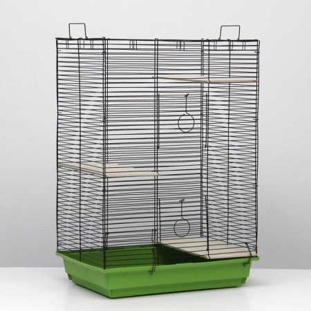 Cage for chinchillas "Pigger" No. 7, with 3 wooden floors, 58 x 40 x 82 cm, emerald-10