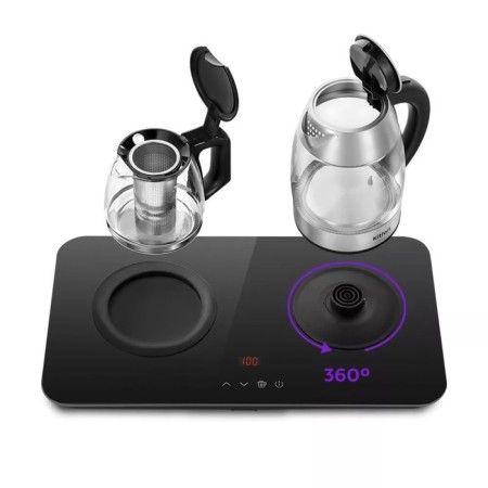 Tea kit KitFort KT-6608, glass, 1.7/1 l, 2200 watts, adjustment t °, display, black-4