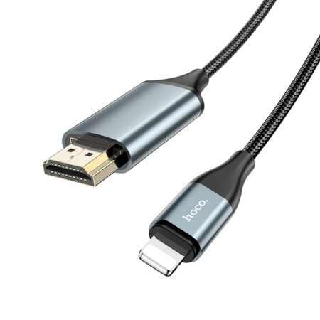 Adapter Hoco UA15, Lightning - HDMI, 2 m, aluminum alloy + woven wire, gray