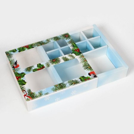 New Year. Box for 8 sweets and chocolate, with the window "Miracles" happen ", 17.7 x 17.8 x 3.8 cm, confectionery packaging-4