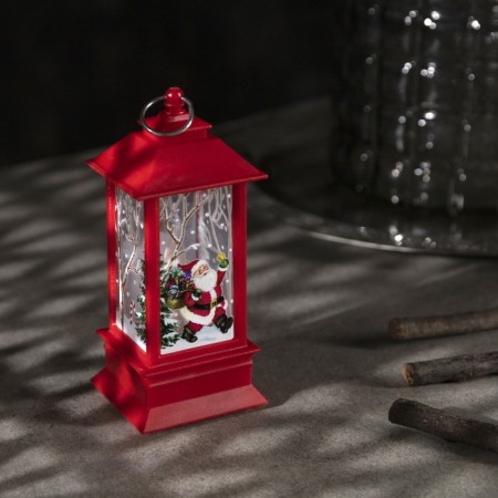 LED figure “Lantern with Santa Claus” 5.5 × 13 × 5.5 cm, plastic, batteries AG13x3, glow warm white-1