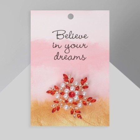 Brooch "Flower" polar, red-white color in pink gold-2