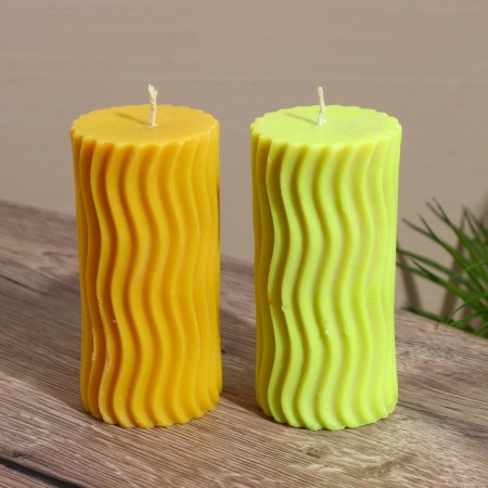 Candle "Waves" 6x6x12 cm, soy wax mix-4