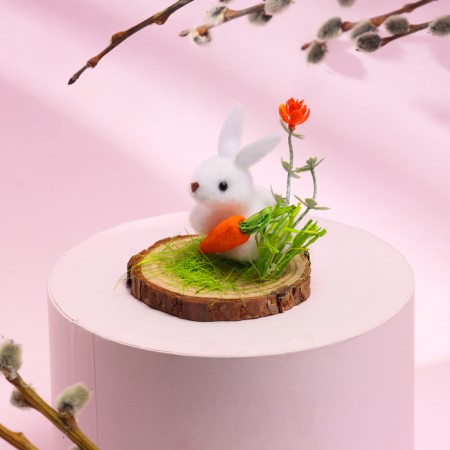 Easter decor "Bunny with carrots" 8 × 8 × 7 cm