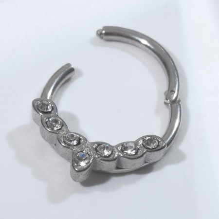 Piercing in the nose (cller) “Ring” branch, d = 10 mm, white color in silver-2