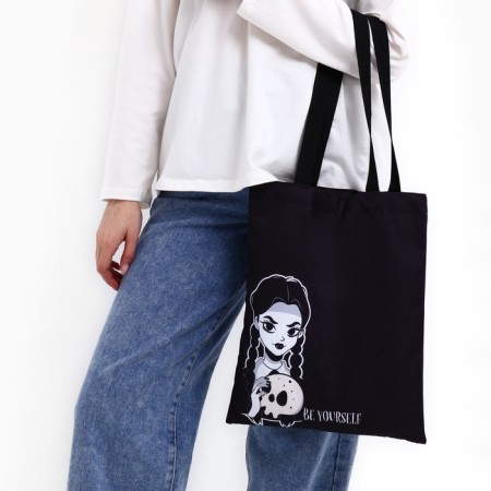 Shoper bag without fastening, black color-2