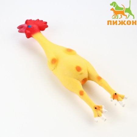 Fresh toy for dogs from latex "Rooster", 41 cm, light yellow/red