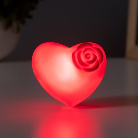 Nightlight heart with a flower LED red 3.2x6x6.5 cm-2
