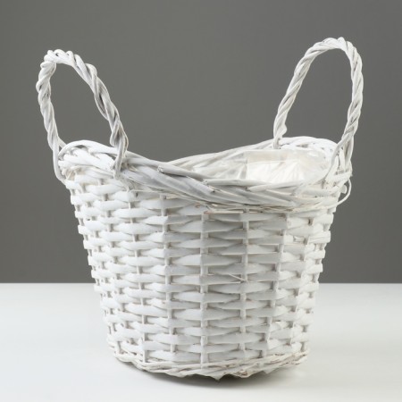 Wicker basket, 28 x 24 x 16/21 cm, white, willow-1