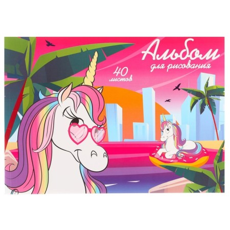 Album for drawing A4, 40 sheets 100 g/m², on gluing, Minnie Mouse and unicorn-3
