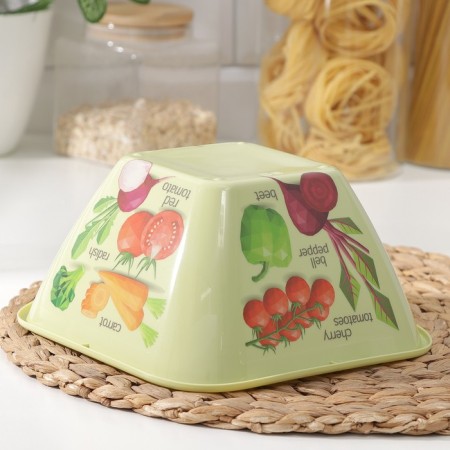 Plastic bowl bergamo, 2 l, 20.2 × 20.2 × 9.8 cm, with decor, light color-2