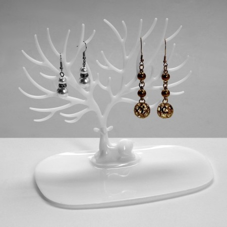 Stand for jewelry "Deer Mini", 16 × 16 × 44.5 cm, rectangular base, white color