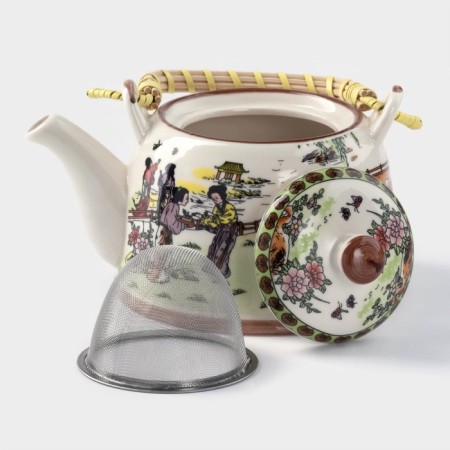 Keramic collar teapot with metal sieve "Park", 600 ml-1
