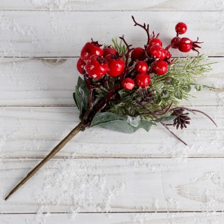 Decor "Winter Charm" Red Berries Snowflake, 22 cm-1