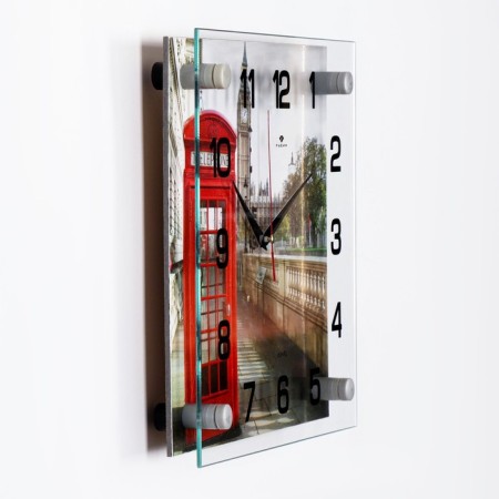 Watching clock, interior: city, "English telephone booth", 25 x 25 cm-1