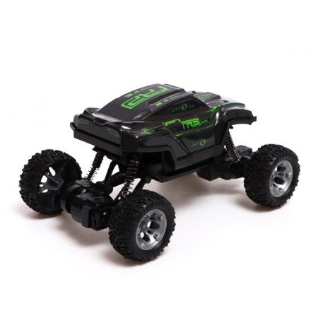 Radio -controlled jeep Monster, 1:18, light and sound effects, works on the battery, green color-2