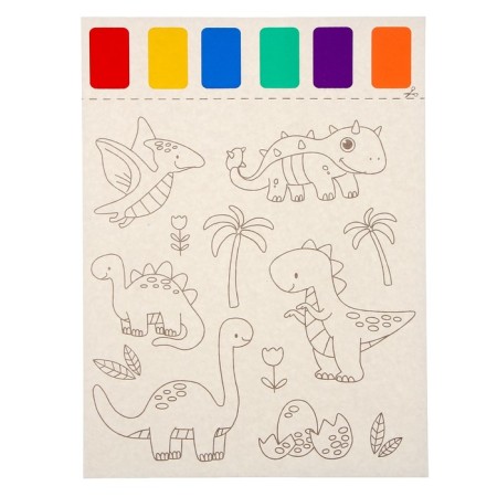 Coloring "Dinosaurs", 2 sheets, 6 colors of paint, brush-2