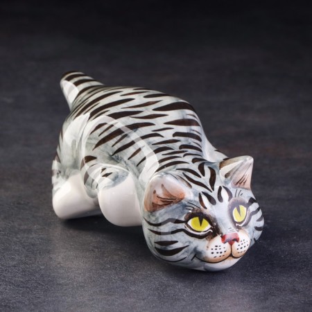 Porcelain figurine "Cat Barsik Gray", 20 cm-1