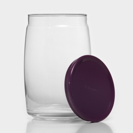 Bank for bulk products glass cesni, 1.1 l, lilac plastic lid-1