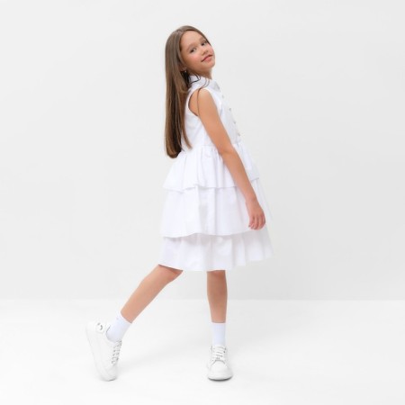 Платье для девочки MINAKU: Cotton collection цвет белый, р-р 134-2