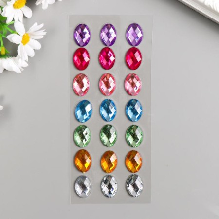 Sticker of rhinestones plastic "oval" mix 18x8 cm-3