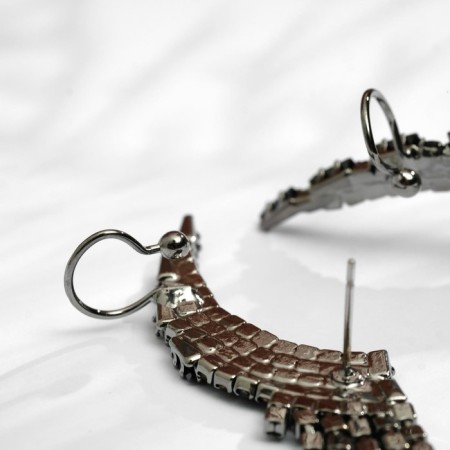 Earrings "Kuffs" Wings, black color in silver-3