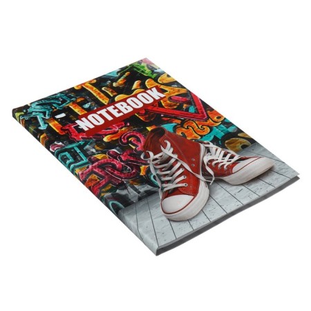 College-wrapper in the integrated cover, A5, 64 sheets, red sneakers, block in a cage, glossy lamination-1