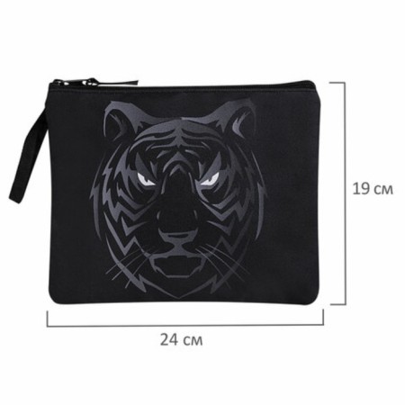 Brauberg A5 notebook folder, 1 department, polyester, on a zipper, with a pen, "Tiger", 271500-3