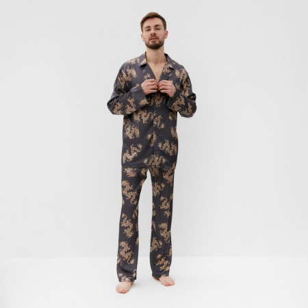Pajama men's (shirt and trousers) KAFTAN "Dragon" size 52, graphite
