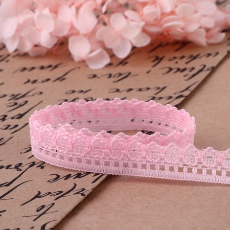 Capricon lace, 12 mm × 10 ± 1 m, light pink color-2