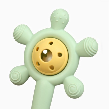 Silicone teether with a rattle "Baby", green color, crumb me-3