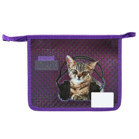 Folder for notebooks A5, 245 x 195 x 50 mm, lightning from above, to 81shk5, "cat singer" (voluminous 3D risun with a metallic effect), laminated cardboard/textiles-2