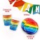 A set of paper dishes is a one -time rainbow ”: 6 plates, 1 garland, 6 glasses