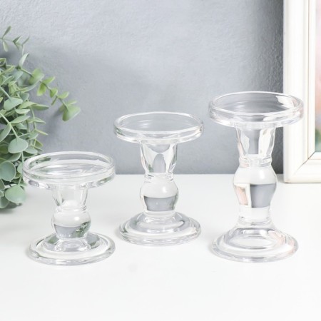 Glass "Kremanka" transparent set 3 pcs h- 8.5, 11.4, 14x8.5x8.5 cm-1