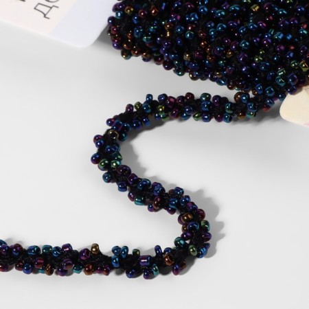 Decorative braid with beads, 6 mm, 2.7 ± 0.5 m, gasoline color-1