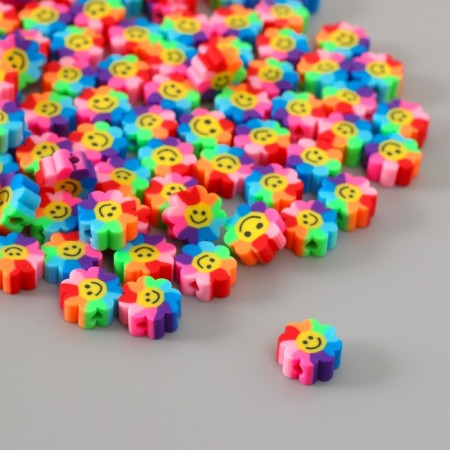 Rubber figured beads "Sunflower with emoticons" mix. 500 pcs.-1