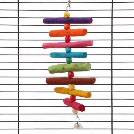 Toy for birds with beads and bell, 18 x 10 cm-4