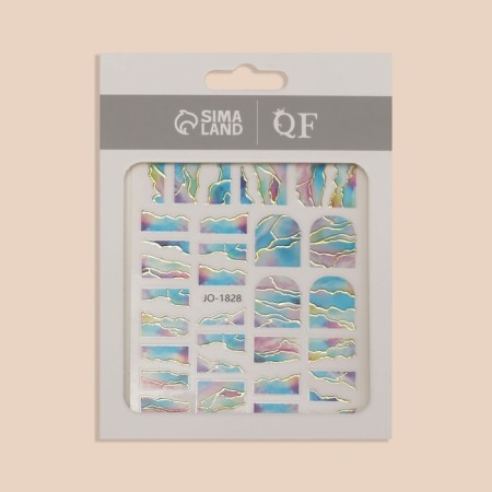Nail stickers "Summer sunset", metallized, blue/pink color-3