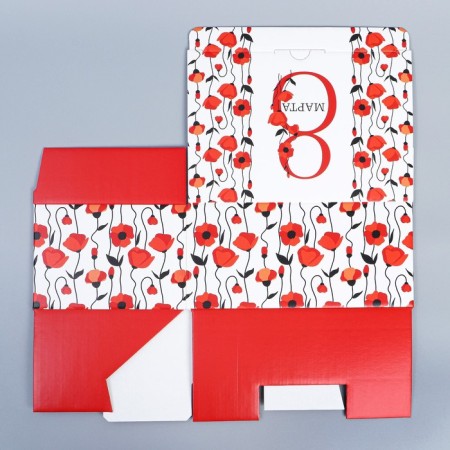 Box Gift team, packaging, "Happy Spring", March 8, 22 x 15 x 10 cm-6
