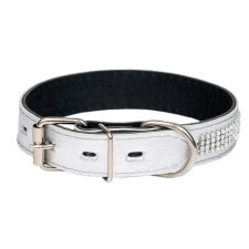 Belly leather two-layer leather with rhinestones, width 2.5 cm, Osh 29-39 cm, silver