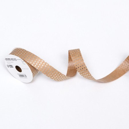 Ribbon for decor and gifts Kraft with stars "Star" 2cm x 5 m-1