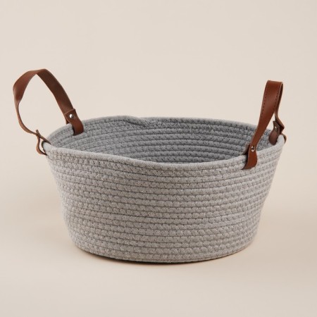 Basket for storage of handmade launcher "Louise", 33 × 33 × 16 cm, color beige-gray