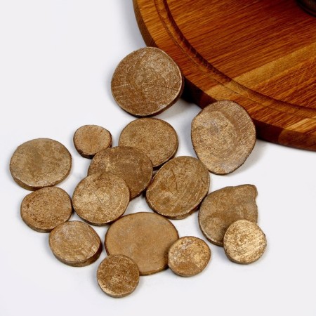 Decor made of wood "saws" gold, set 55 g, size: from 2 to 10 cm-1